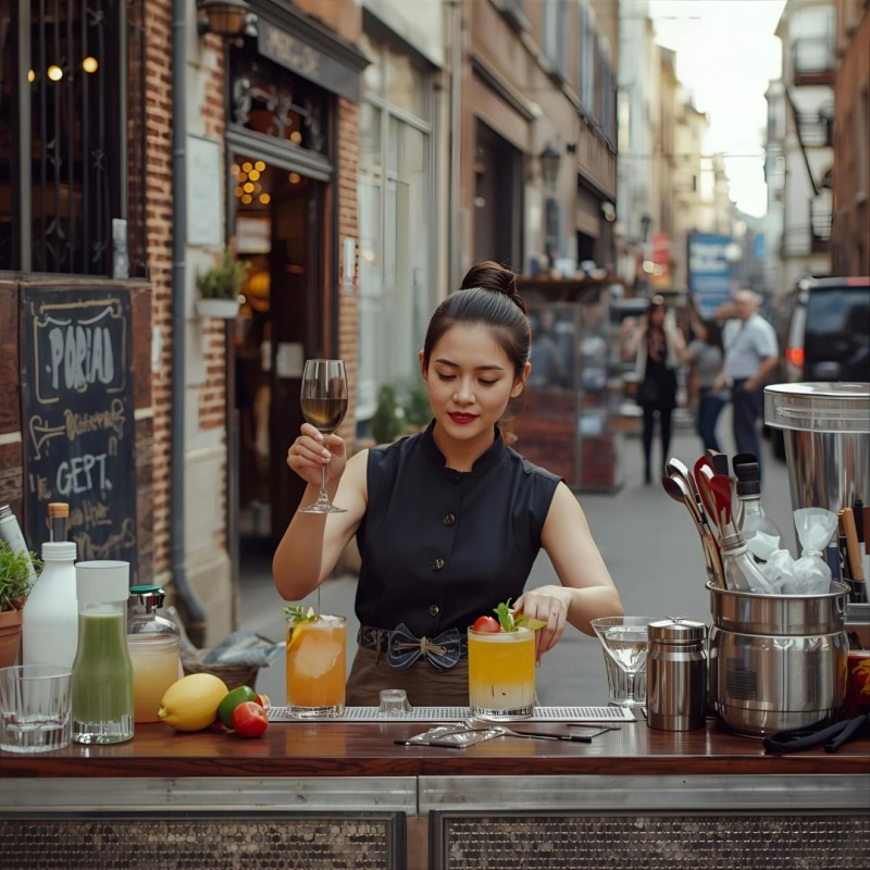 Mixologie créative et bar mobile design pour événements urbains à Saint-Étienne